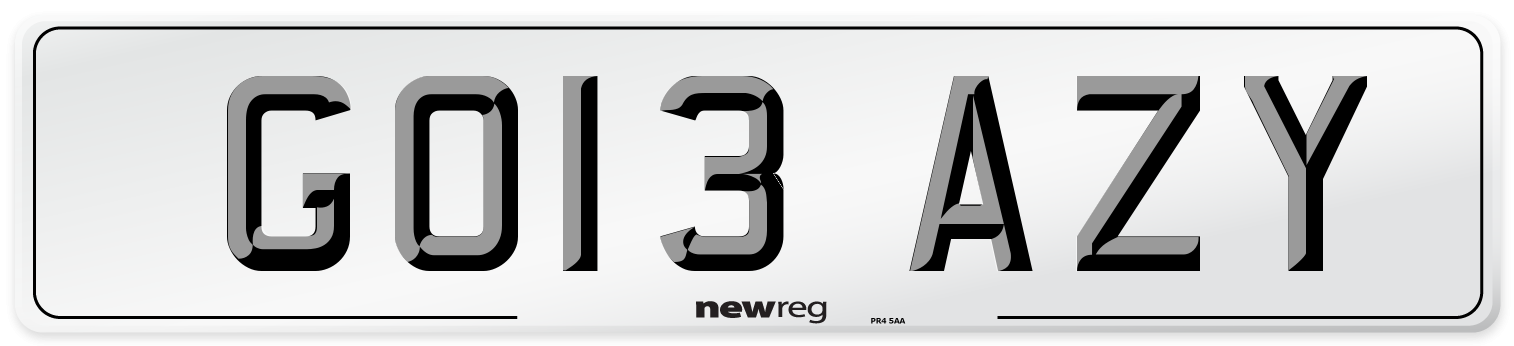 GO13 AZY Number Plate from New Reg